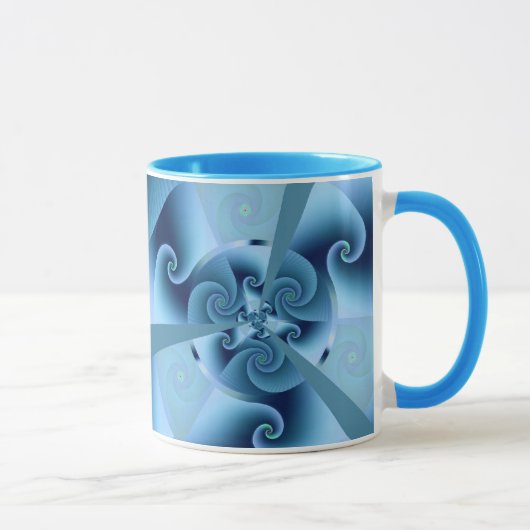 Mooie Blauwe Spiral Fine Fractal Art Mok (Rechts)