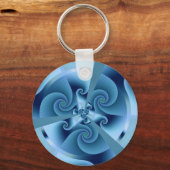 Mooie Blauwe Spiral Fine Fractal Art Sleutelhanger (Voorkant)