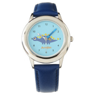 Mooie Blauwe Stegosaurus Dinosaur Kinderen Horloge