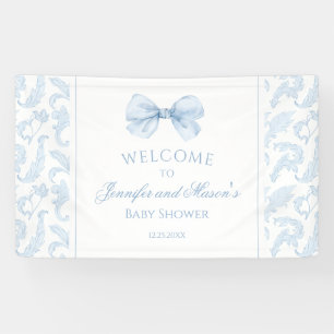 Mooie blauwe toile strik baby jongen shower welkom spandoek