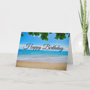 Mooie Blauwe Tropische Beach Birthday Kaart