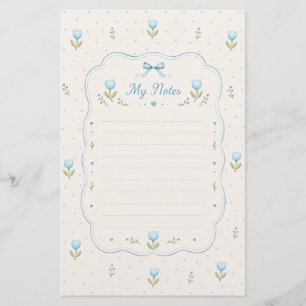 Mooie Blauwe Tulp Strik Gelinieerd Schrijfpapier N Briefpapier