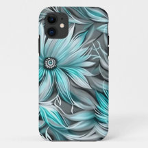 Mooie Blauwe Turquoise Bloemendruk