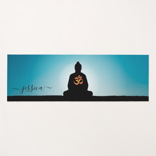 Mooie Blauwe Turquoise Boeddha Om Custom Yogamat (Voorkant (horizontaal))