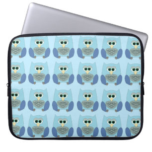 Mooie Blauwe Uilen Patroon Laptop Sleeve