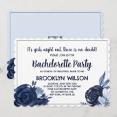 Mooie Blauwe Uitnodigingen voor een Bachelorette F (Voorkant / Achterkant)