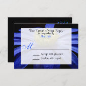 Mooie blauwe ventilator op RSVP-kaarten met zwarte RSVP Kaartje (Voorkant / Achterkant)