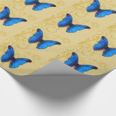 Mooie blauwe vlinder kunst cadeaupapier (Hoek)