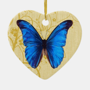 Mooie blauwe vlinder kunst keramisch ornament