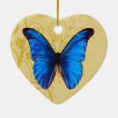 Mooie blauwe vlinder kunst keramisch ornament (Achterkant)