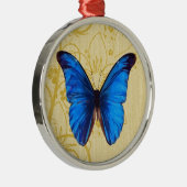 Mooie blauwe vlinder kunst metalen ornament (Rechts)