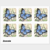 Mooie blauwe vlinder  kunst sticker (Vel)