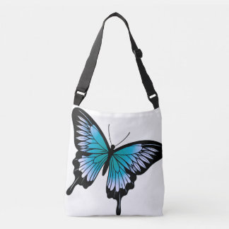 Mooie blauwe vlinderdwarse Canvas tas