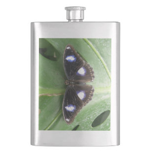Mooie blauwe vlinderfles heupfles