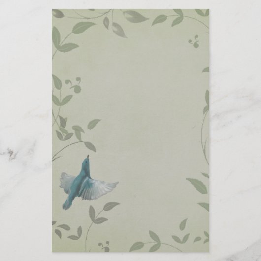 Mooie blauwe vogel briefpapier (Voorkant)