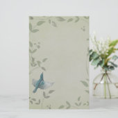 Mooie blauwe vogel briefpapier (Staand voorkant)
