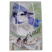 Mooie blauwe vogel medium cadeauzakje (Voorkant)