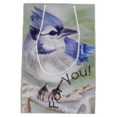 Mooie blauwe vogel medium cadeauzakje (Achterkant)