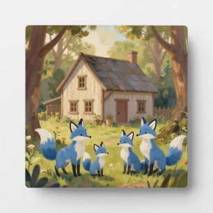 Mooie Blauwe Vos Familiehuisje Fotoplaat
