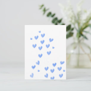 Mooie Blauwe Waterverf Harten Briefkaart