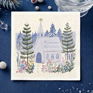 Mooie Blauwe Winter Christelijke Bruiloft Servet