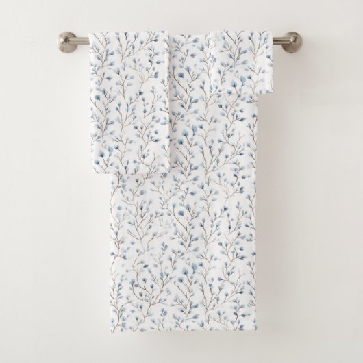 Mooie Blauwe Witte Bloemen Bad Handdoek (Insitu)