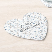 Mooie Blauwe Witte Bloemen Bruidsdouche Kartonnen Onderzetters (Gekanteld)