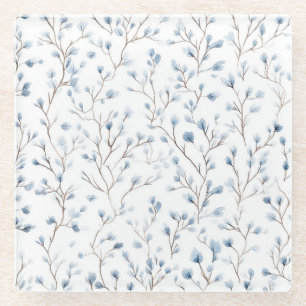 Mooie Blauwe Witte Bloemen Glazen Onderzetter