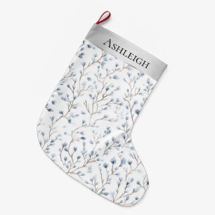Mooie Blauwe Witte Bloemen Kerst Grote Kerstsok