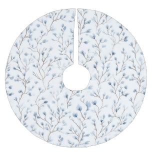 Mooie Blauwe Witte Bloemen Kerst Kerstboom Rok