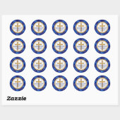 Mooie blauwe witte goudapper, kerkstickers ronde sticker (Vel)