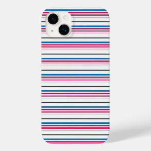 Mooie blauwe witte strepen Case-Mate iPhone 14 plus hoesje