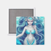 Mooie blauwe zeeschelp zeemeermin Graphic Magneet (Voorkant / Achterkant)