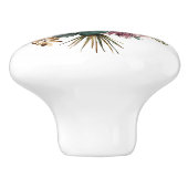 Mooie Blauwgroen en Paarse Mixed Floral Bouquet Keramische Knop (Zijkant)