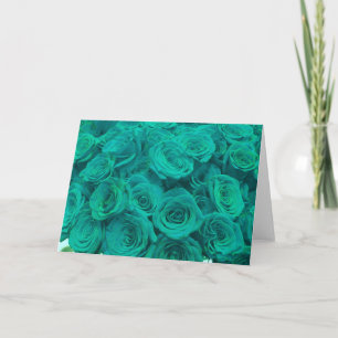 Mooie blauwgroen groene rozen blauwgroen bloemen kaart