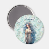 Mooie blauwharige zeemeermin magneet (Voorkant / Achterkant)