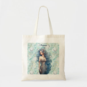 Mooie blauwharige zeemeermin tote bag