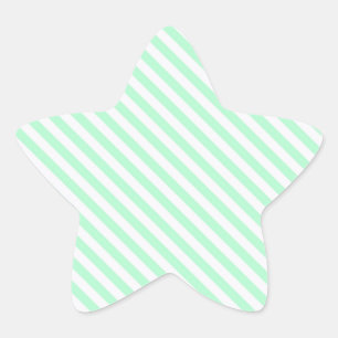 Mooie bleke groene en witte diagonale strepen ster sticker