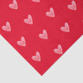 Mooie Bleke Waterverf Hartjes Patroon op Rood Tissuepapier (Detail)