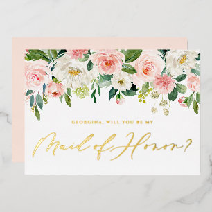 Mooie Bloeiende Bloemen Wil Je Mijn Getuige Zijn Folie Uitnodiging