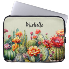 Mooie bloeiende cactussen met naam laptop sleeve