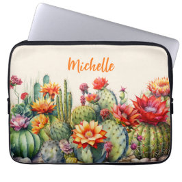 Mooie bloeiende cactussen met naam laptop sleeve