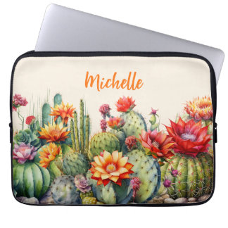 Mooie bloeiende cactussen met naam laptop sleeve