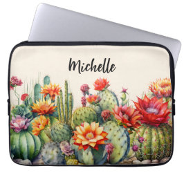 Mooie bloeiende cactussen met naam laptop sleeve