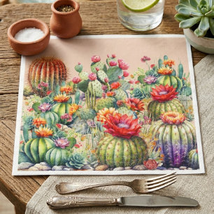 Mooie Bloeiende Cactussen Servet