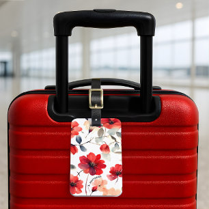 Mooie Bloeiende Rode Bloesems Aangepaste Bloemen Bagagelabel