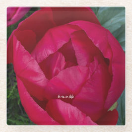 Mooie Bloeiende Rode Pioen  Glazen Onderzetter