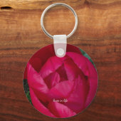 Mooie bloeiende rode pioen sleutelhanger (Voorkant)