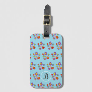 Mooie Bloem en Lieveheersbeestje Boeket Patroon In Bagagelabel