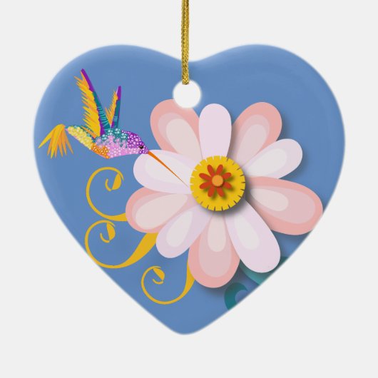 Mooie bloem en Moederdag van vochtige vogels Keramisch Ornament (Achterkant)